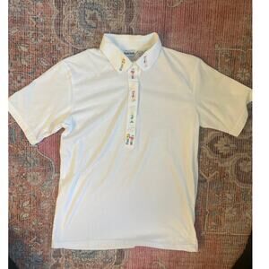 Vintage David Smith Women's Classic Fit Polo Shirts Short Sleeve White Size L